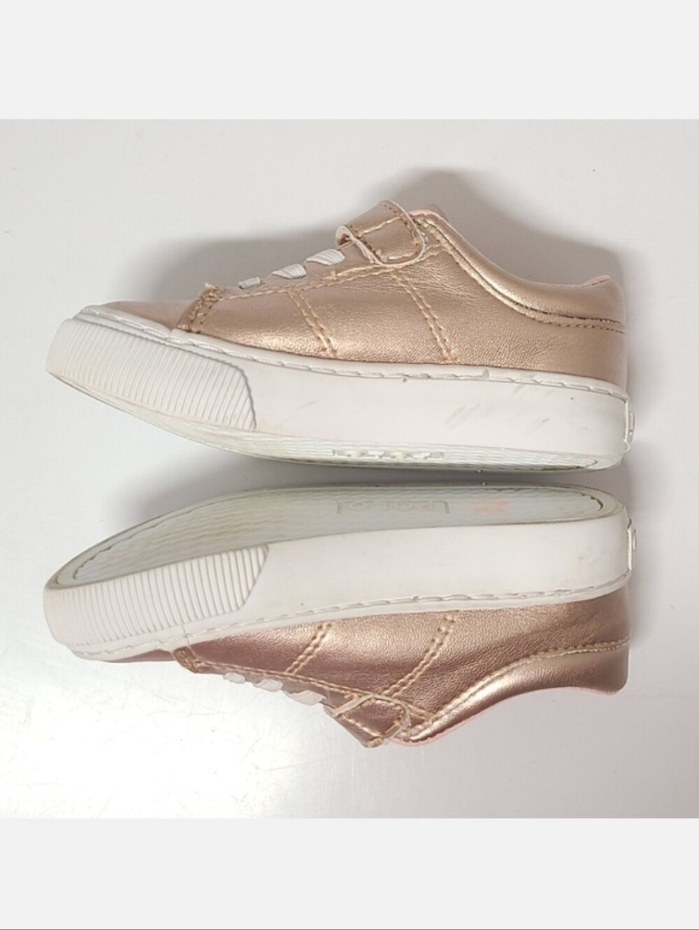 Polo Ralph Lauren Elmwood Velcro Sneakers Metallic Pink Girl's Sz 7 - Picture 14 of 15